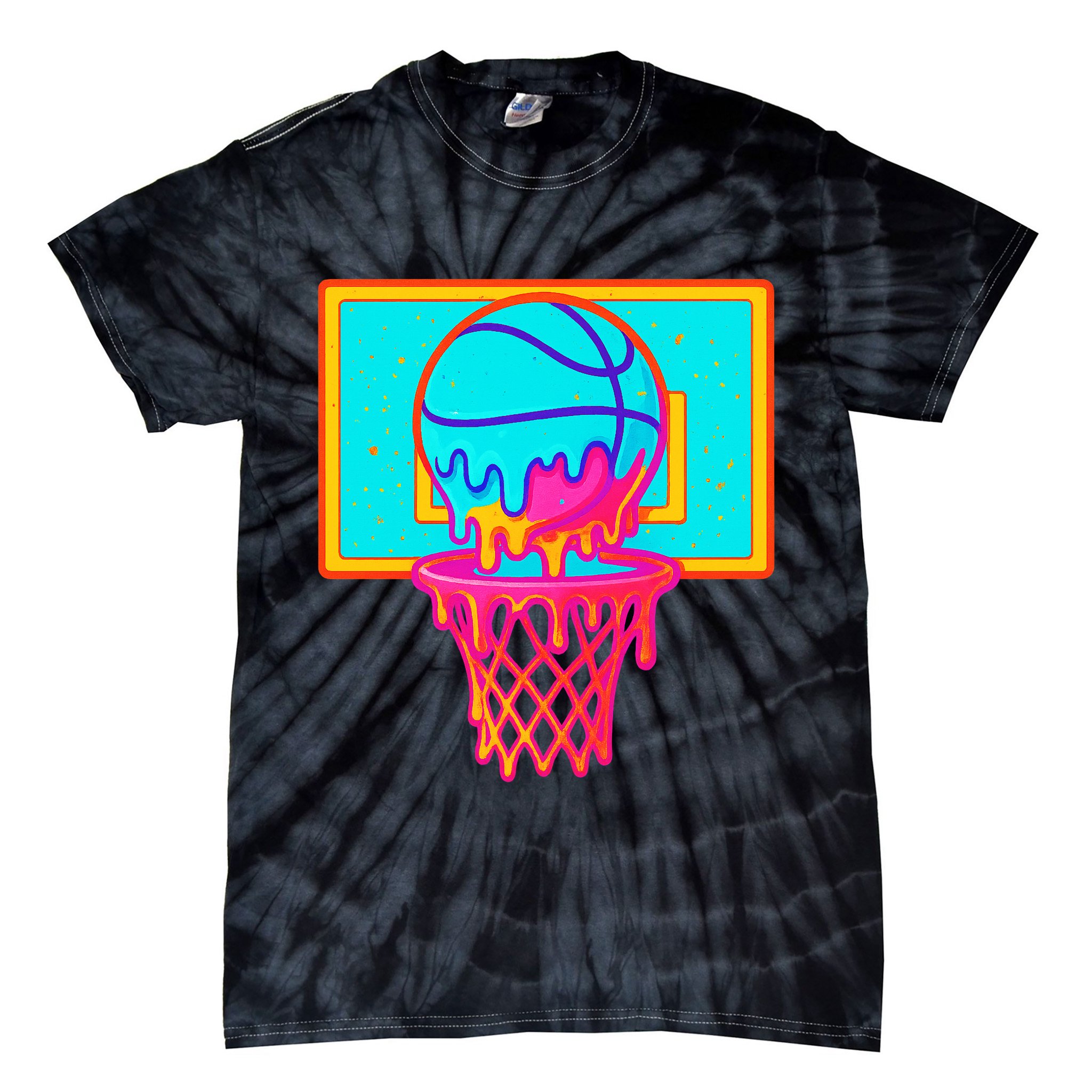 Basketball Ice Cream Drip Tie-Dye T-Shirt