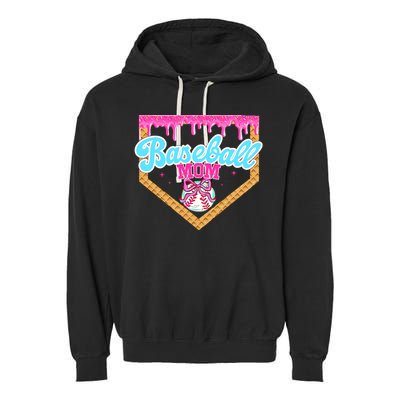 Baseball Ice Cream Drip Funny Sport Game Day Baseball Mom Garment-Dyed Fleece Hoodie