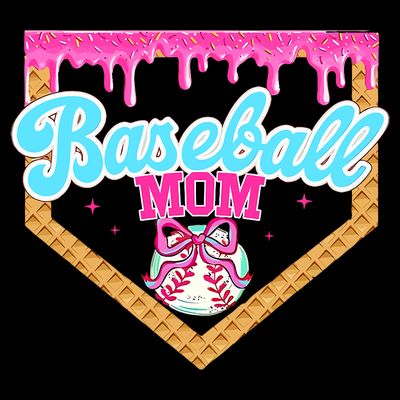 Baseball Ice Cream Drip Funny Sport Game Day Baseball Mom T-Shirt