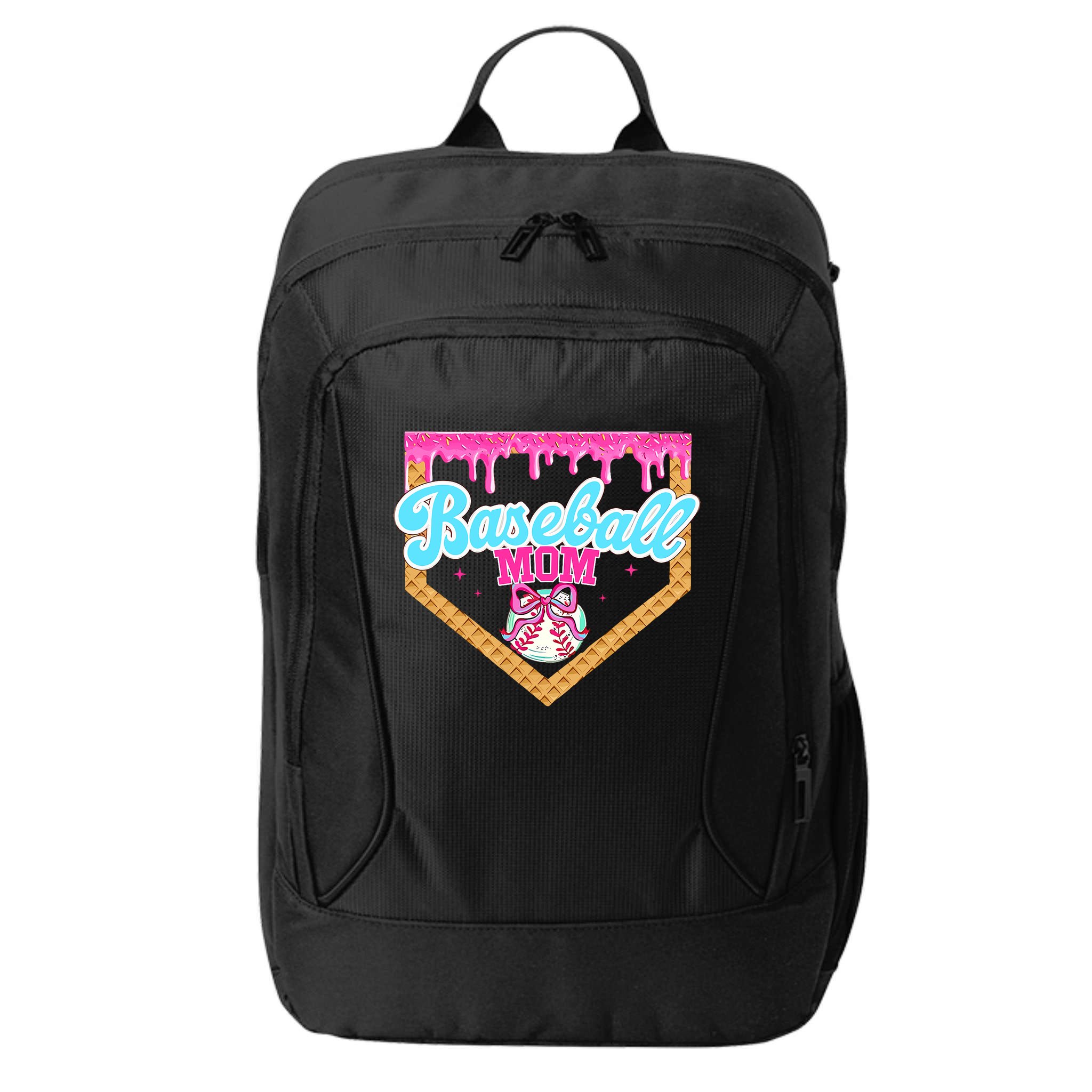 Baseball Ice Cream Drip Funny Sport Game Day Baseball Mom City Backpack