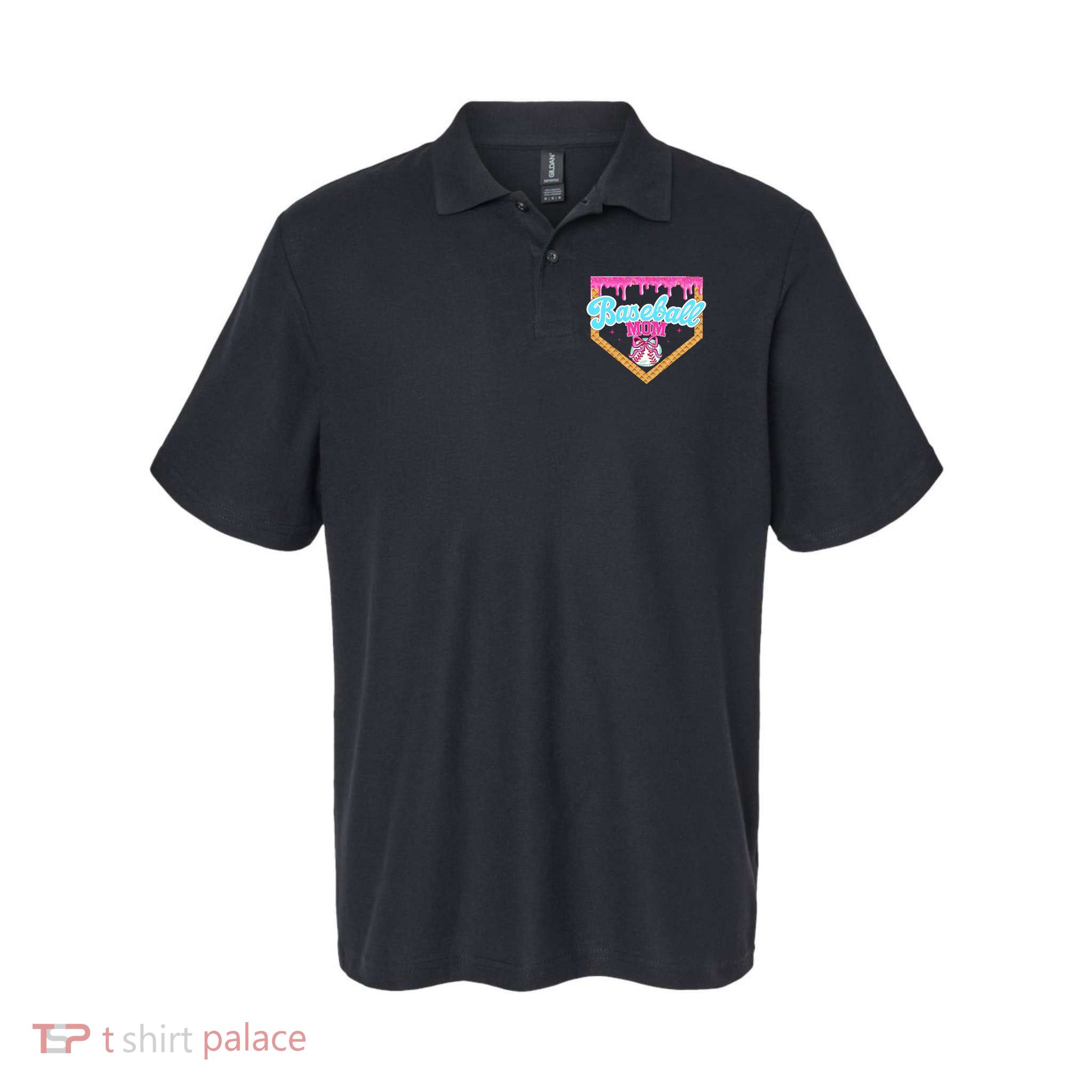 Baseball Ice Cream Drip Funny Sport Game Day Baseball Mom Polo
