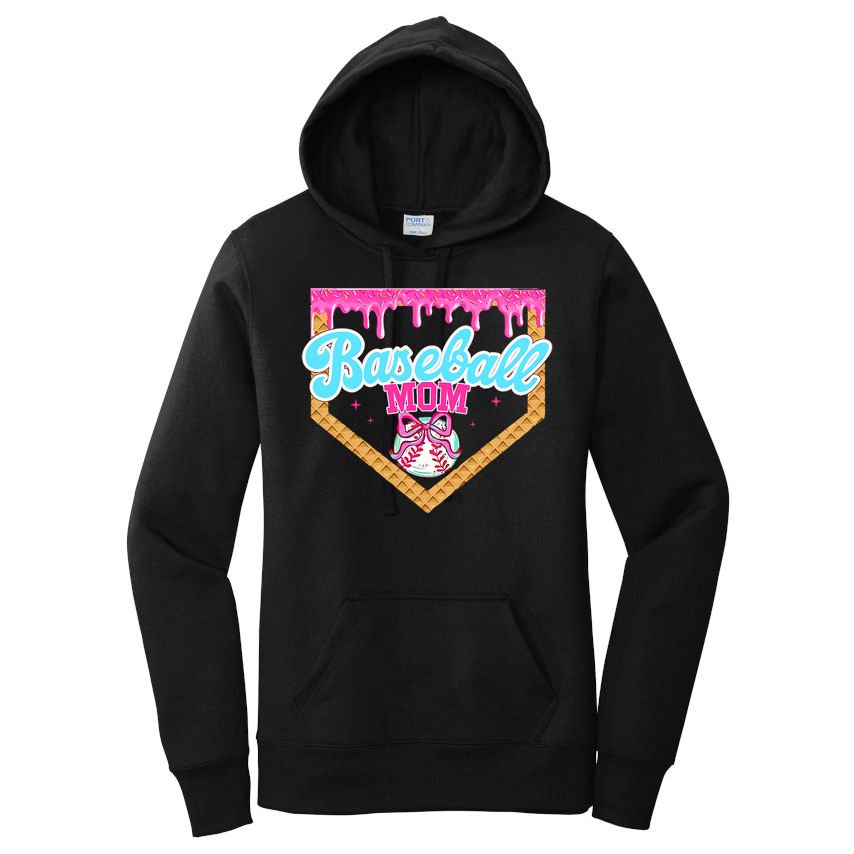 Baseball Ice Cream Drip Funny Sport Game Day Baseball Mom Women's Pullover Hoodie