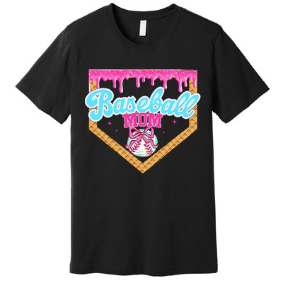 Baseball Ice Cream Drip Funny Sport Game Day Baseball Mom Premium T-Shirt