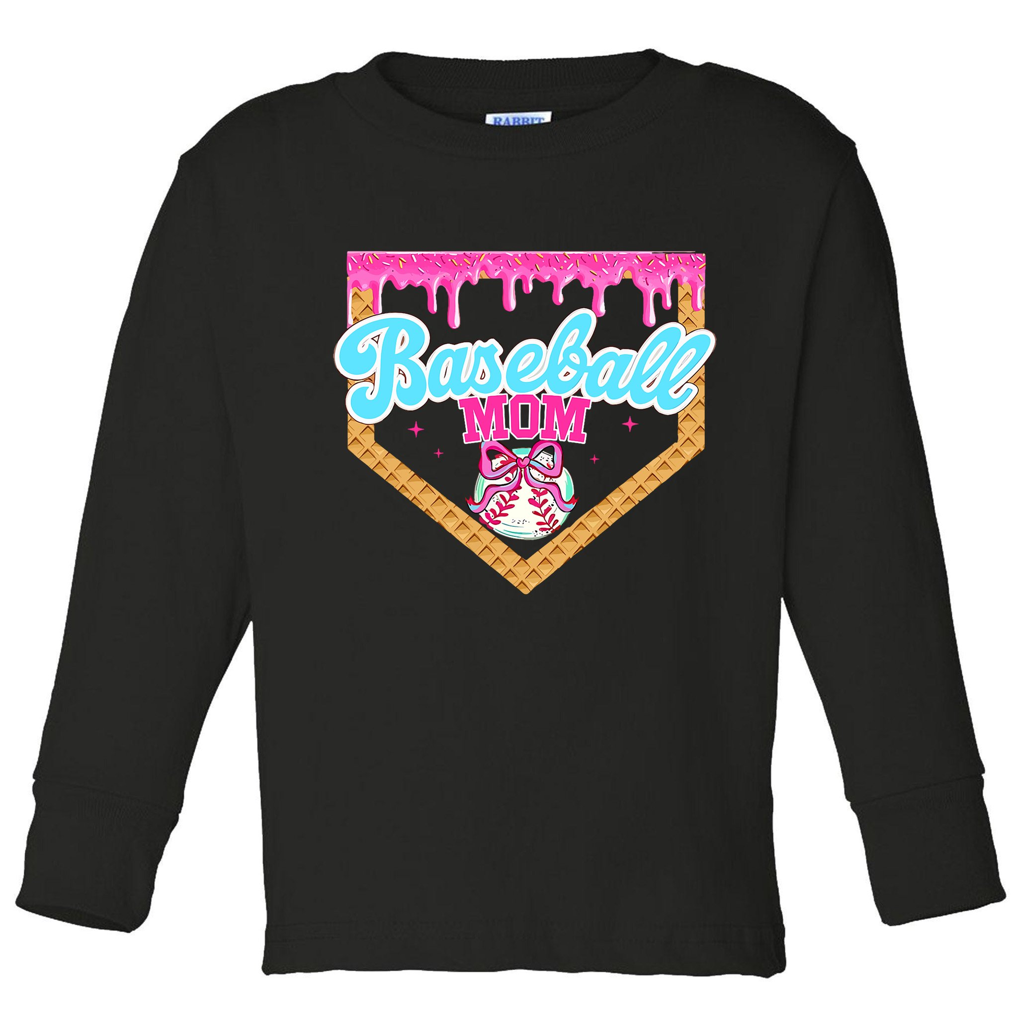 Baseball Ice Cream Drip Funny Sport Game Day Baseball Mom Toddler Long Sleeve Shirt