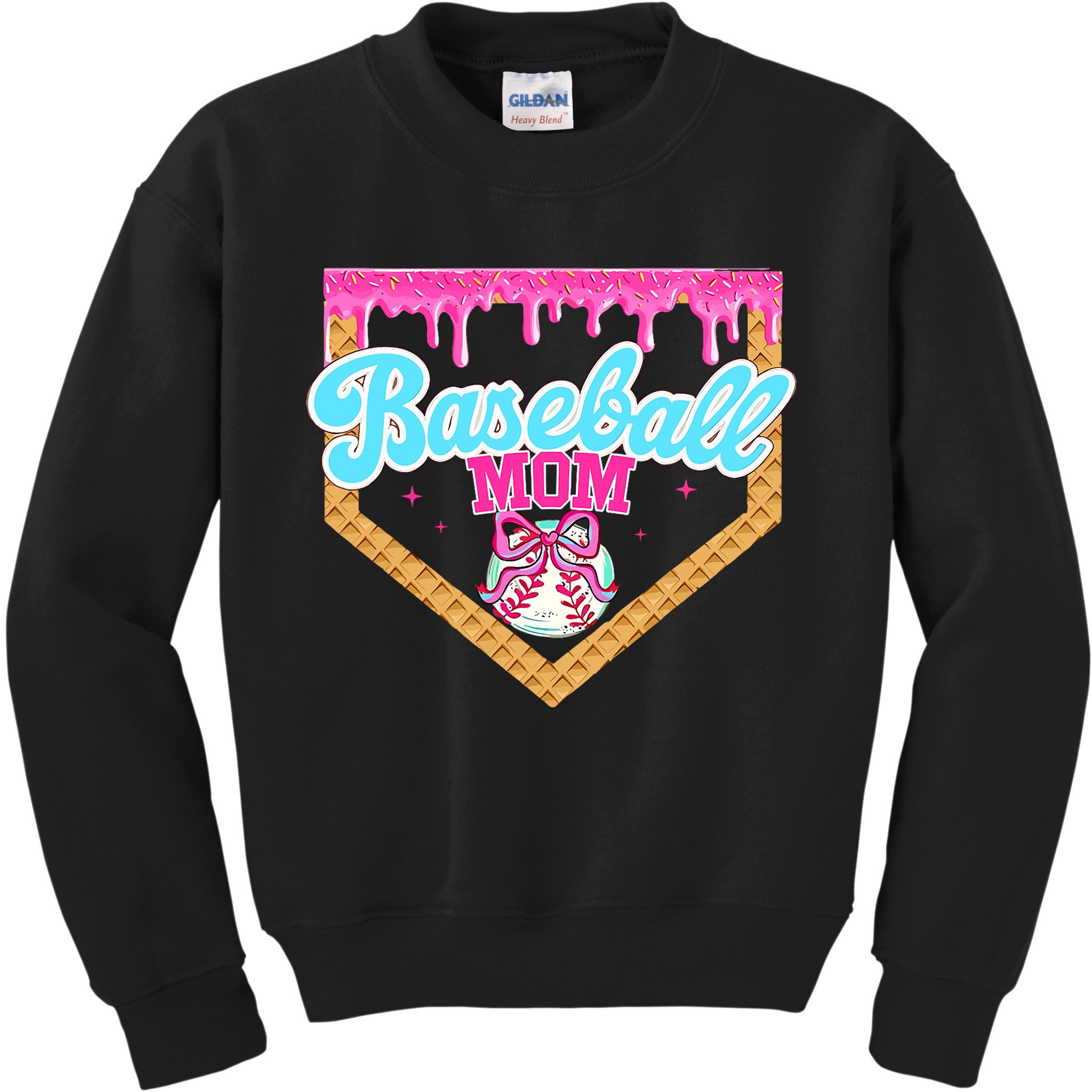 Baseball Ice Cream Drip Funny Sport Game Day Baseball Mom Kids Sweatshirt