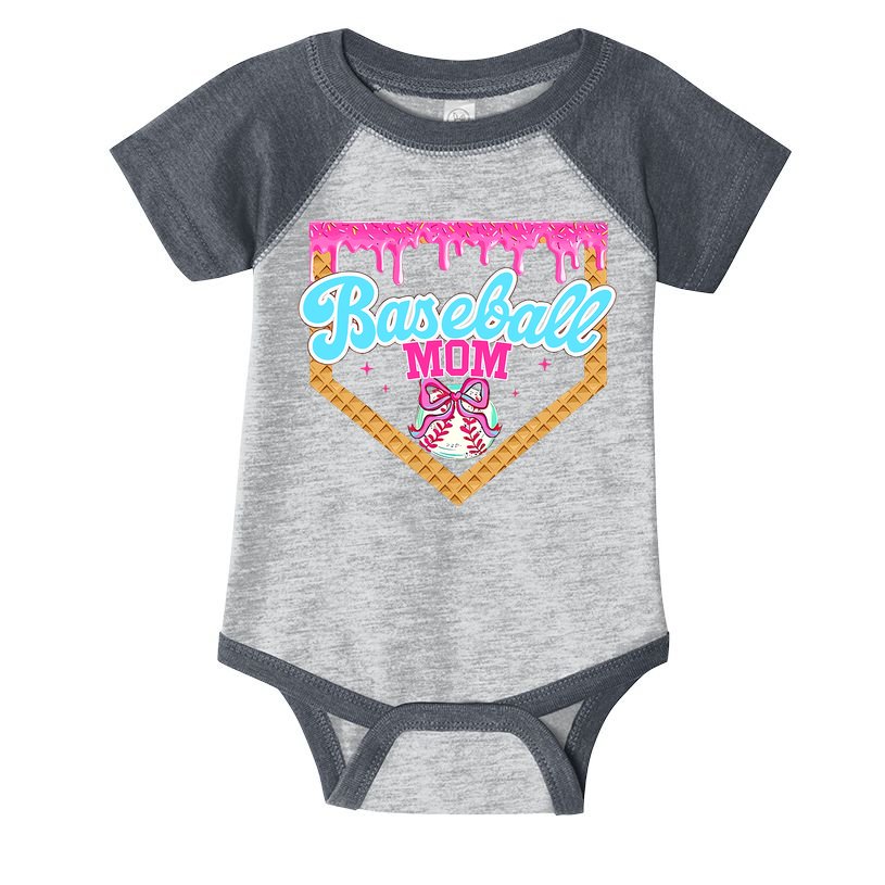 Baseball Ice Cream Drip Funny Sport Game Day Baseball Mom Infant Baby Jersey Bodysuit