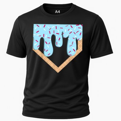 Baseball Ice Cream Dripping Baseball Home Plate Drip  Performance Shirt