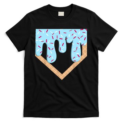 Baseball Ice Cream Dripping Baseball Home Plate Drip  T-Shirt
