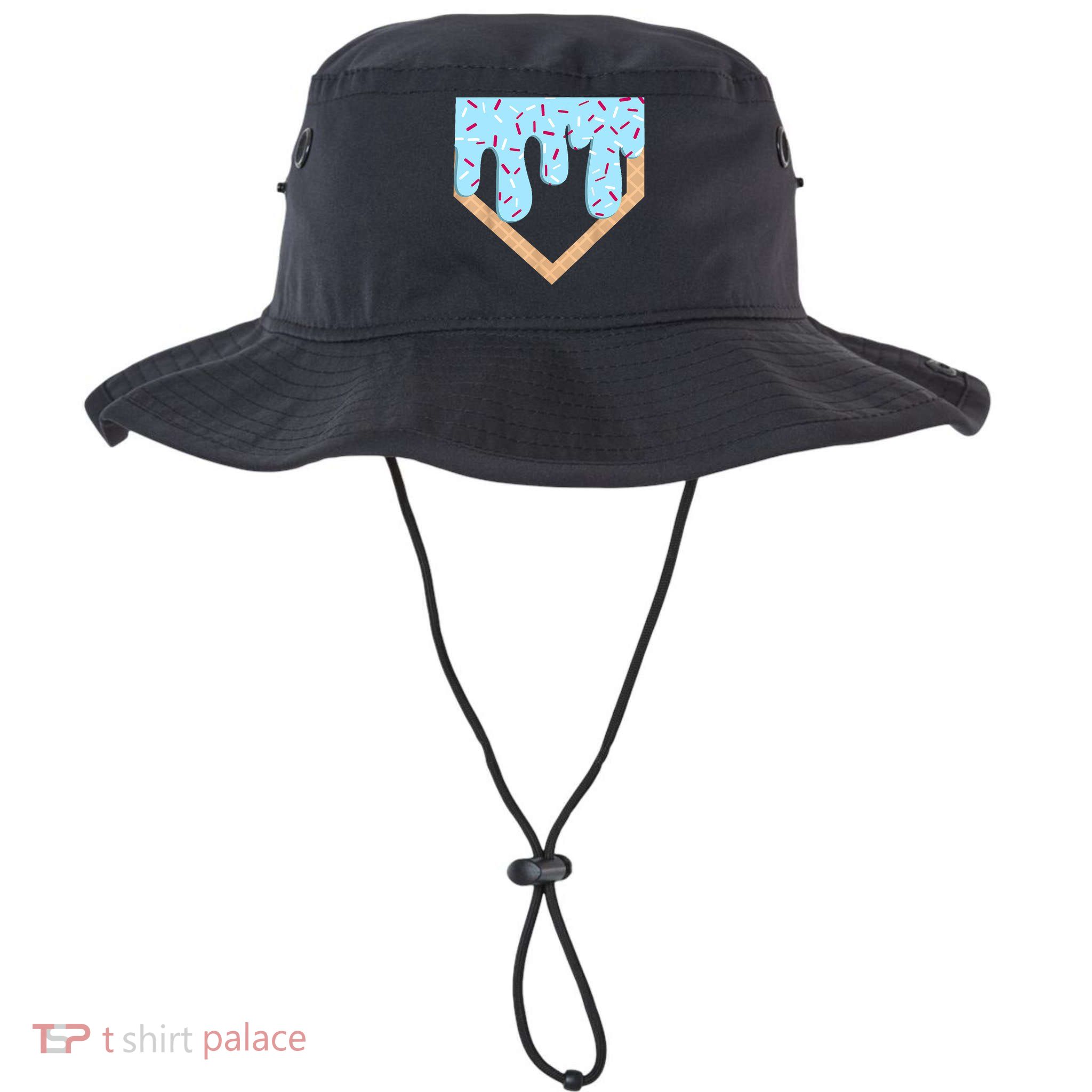Baseball Ice Cream Dripping Baseball Home Plate Drip  Bucket Hat