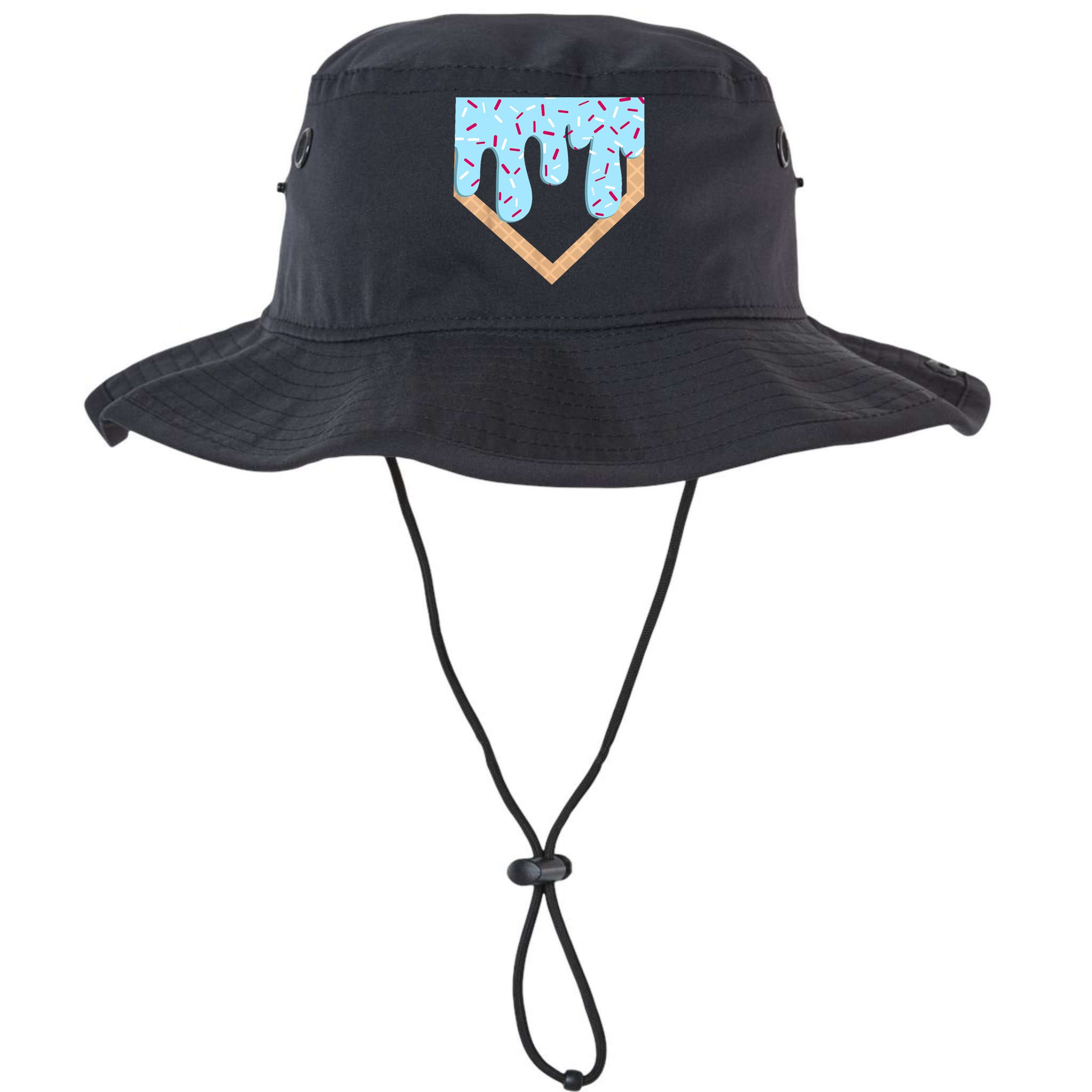 Baseball Ice Cream Dripping Baseball Home Plate Drip  Bucket Hat