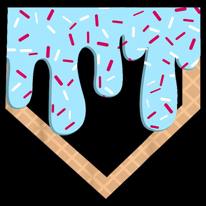 Baseball Ice Cream Dripping Baseball Home Plate Drip  Bucket Hat