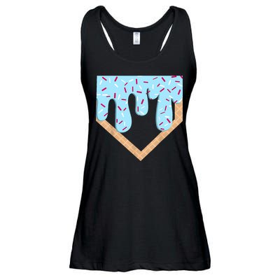 Baseball Ice Cream Dripping Baseball Home Plate Drip  Ladies Essential Flowy Tank