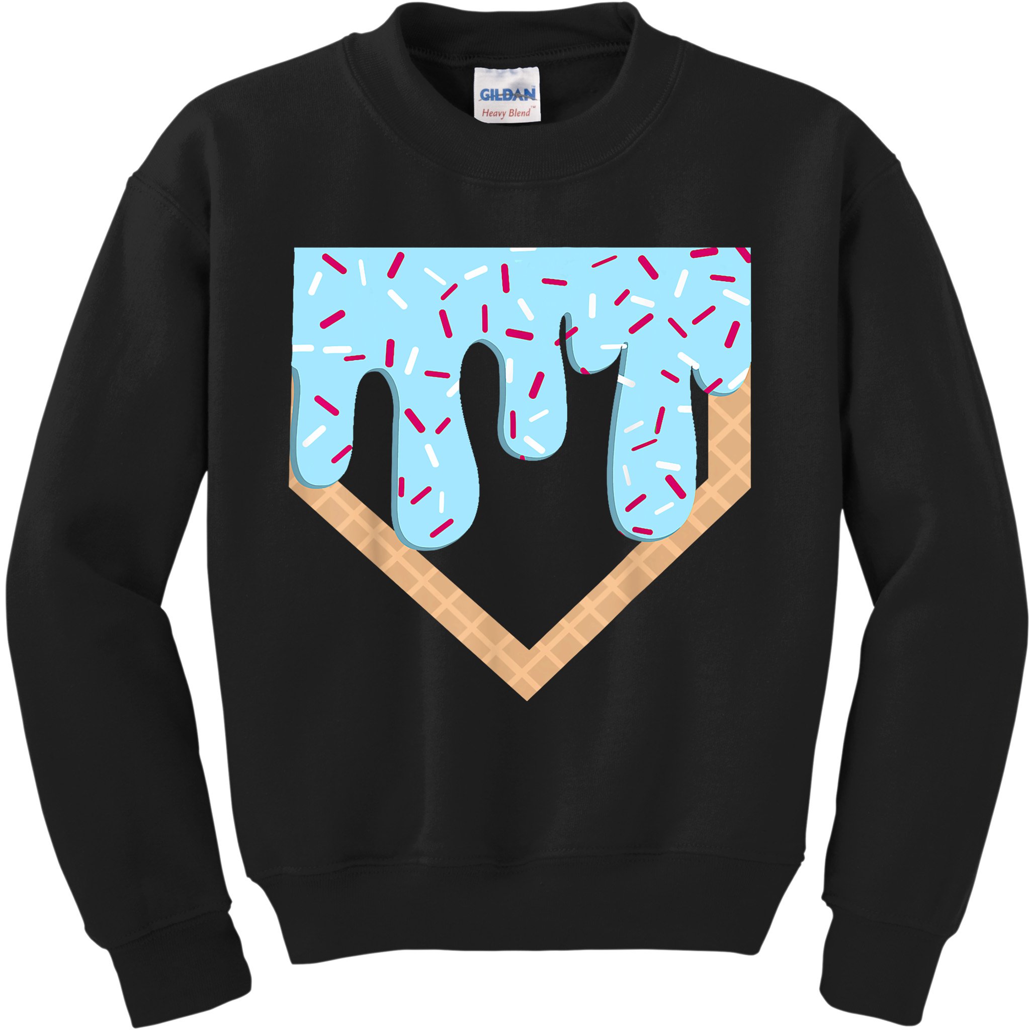 Baseball Ice Cream Dripping Baseball Home Plate Drip  Kids Sweatshirt