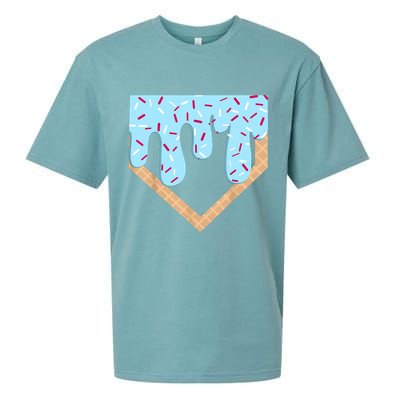Baseball Ice Cream Dripping Baseball Home Plate Drip  Sueded Cloud Jersey T-Shirt