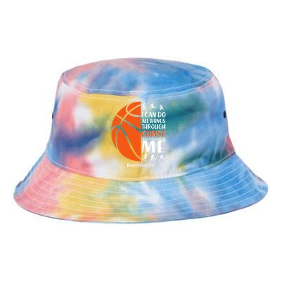 Basketball I Can Do All Things Through Christ Who Strengthens Me Philippian 4:13 Tie Dye Newport Bucket Hat