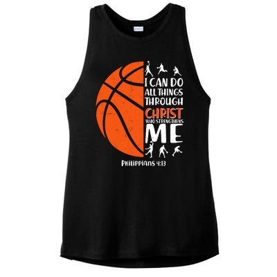 Basketball I Can Do All Things Through Christ Who Strengthens Me Philippian 4:13 Ladies PosiCharge Tri-Blend Wicking Tank