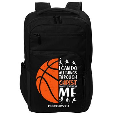 Basketball I Can Do All Things Through Christ Who Strengthens Me Philippian 4:13 Impact Tech Backpack