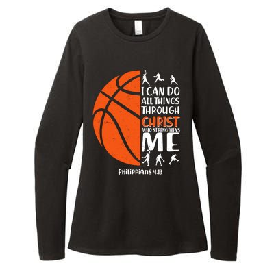 Basketball I Can Do All Things Through Christ Who Strengthens Me Philippian 4:13 Womens CVC Long Sleeve Shirt