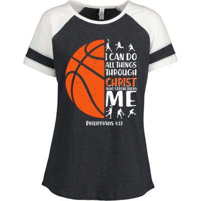 Basketball I Can Do All Things Through Christ Who Strengthens Me Philippian 4:13 Enza Ladies Jersey Colorblock Tee