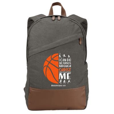 Basketball I Can Do All Things Through Christ Who Strengthens Me Philippian 4:13 Cotton Canvas Backpack