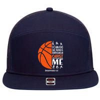 Basketball I Can Do All Things Through Christ Who Strengthens Me Philippian 4:13 7 Panel Mesh Trucker Snapback Hat