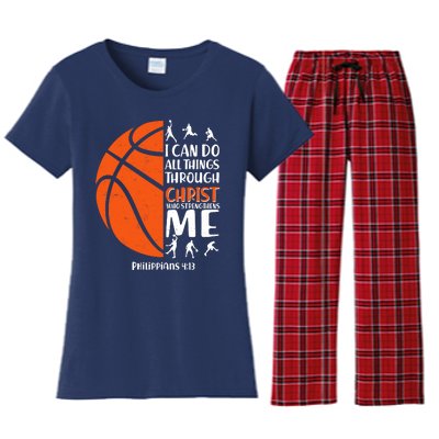 Basketball I Can Do All Things Through Christ Who Strengthens Me Philippian 4:13 Women's Flannel Pajama Set