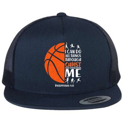 Basketball I Can Do All Things Through Christ Who Strengthens Me Philippian 4:13 Flat Bill Trucker Hat