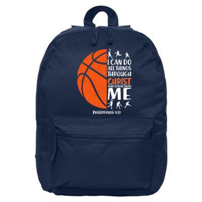 Basketball I Can Do All Things Through Christ Who Strengthens Me Philippian 4:13 16 in Basic Backpack