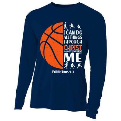 Basketball I Can Do All Things Through Christ Who Strengthens Me Philippian 4:13 Cooling Performance Long Sleeve Crew