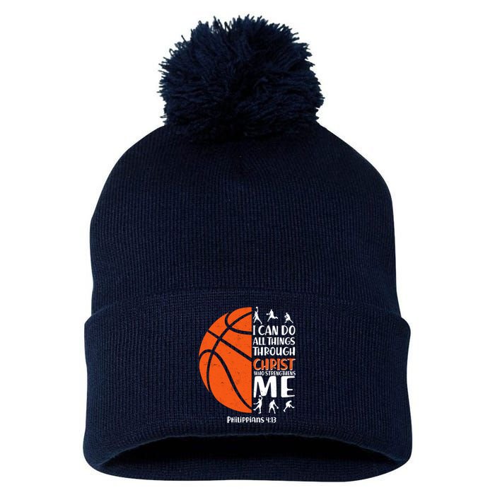 Basketball I Can Do All Things Through Christ Who Strengthens Me Philippian 4:13 Pom Pom 12in Knit Beanie