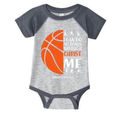 Basketball I Can Do All Things Through Christ Who Strengthens Me Philippian 4:13 Infant Baby Jersey Bodysuit