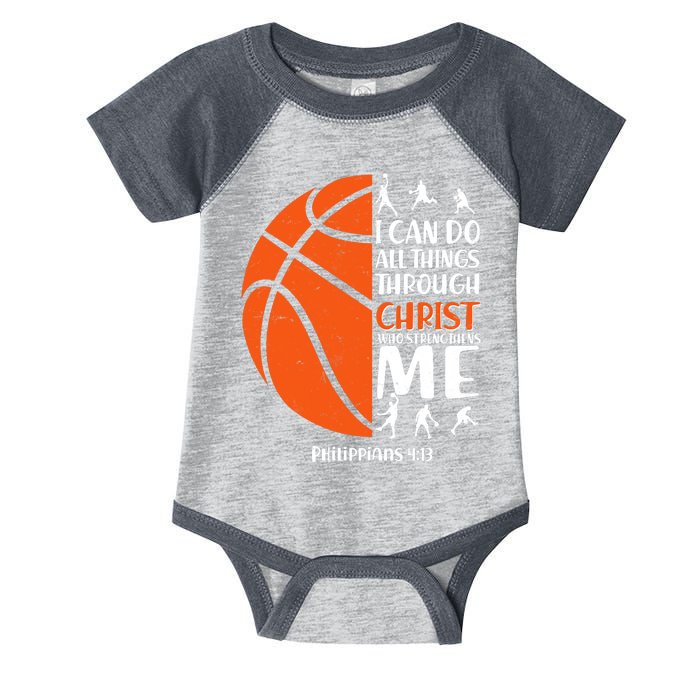 Basketball I Can Do All Things Through Christ Who Strengthens Me Philippian 4:13 Infant Baby Jersey Bodysuit