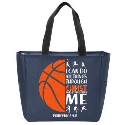 Basketball I Can Do All Things Through Christ Who Strengthens Me Philippian 4:13 Zip Tote Bag