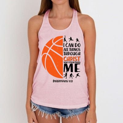 Basketball I Can Do All Things Through Christ Who Strengthens Me Philippian 4:13 Women's Knotted Racerback Tank