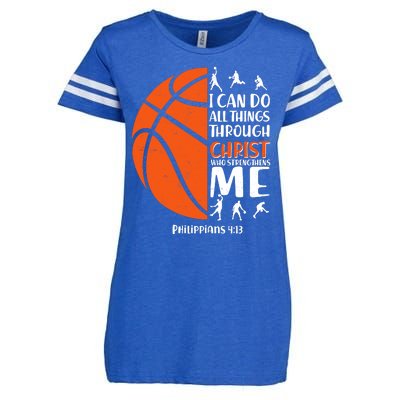 Basketball I Can Do All Things Through Christ Who Strengthens Me Philippian 4:13 Enza Ladies Jersey Football T-Shirt