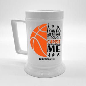 Basketball I Can Do All Things Through Christ Who Strengthens Me Philippian 4:13 Beer Stein