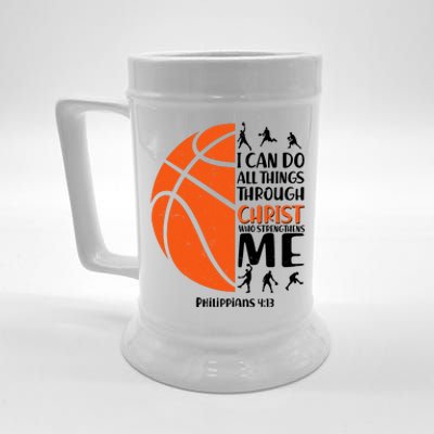 Basketball I Can Do All Things Through Christ Who Strengthens Me Philippian 4:13 Beer Stein