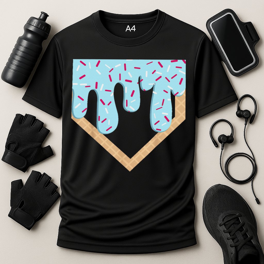 Baseball Ice Cream Dripping Drip Cooling Performance Crew T-Shirt