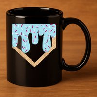 Baseball Ice Cream Dripping Drip 11oz C Handle Ceramic Mug