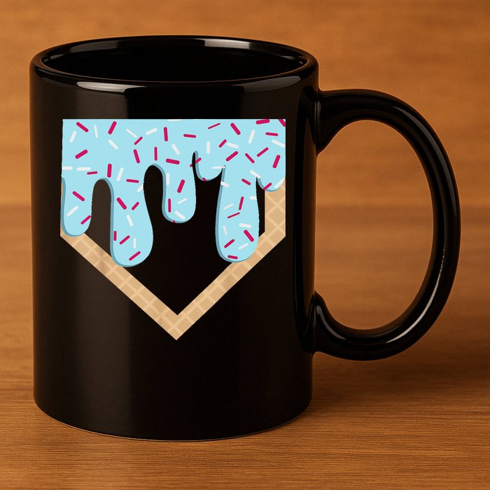 Baseball Ice Cream Dripping Drip 11oz C Handle Ceramic Mug