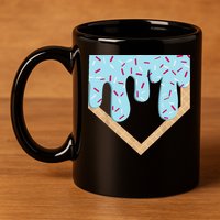 Baseball Ice Cream Dripping Drip 11oz C Handle Ceramic Mug