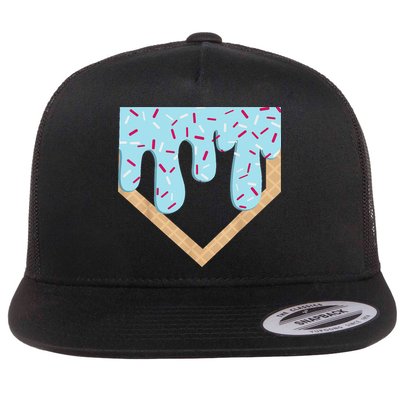 Baseball Ice Cream Dripping Drip Flatbill Hat