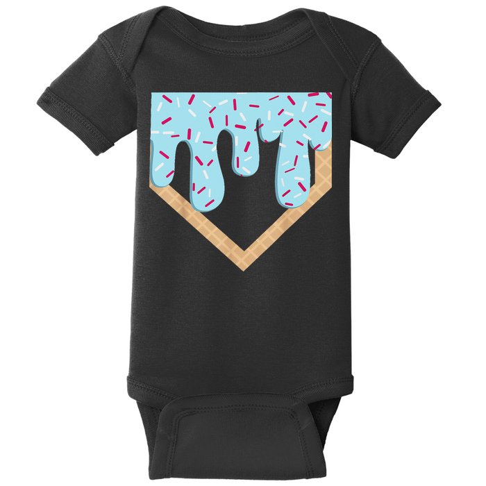 Baseball Ice Cream Dripping Drip Baby Bodysuit