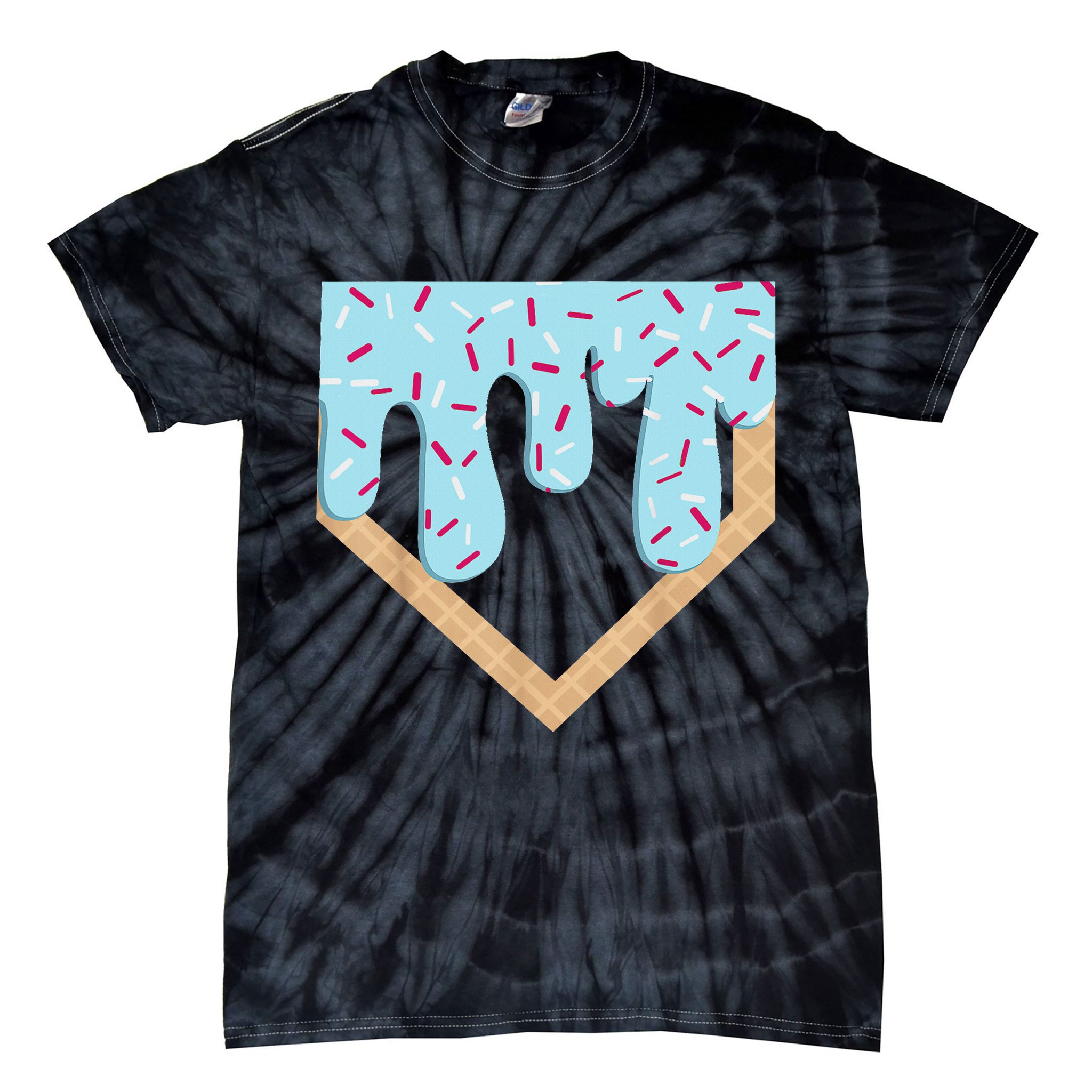 Baseball Ice Cream Dripping Drip Tie-Dye T-Shirt