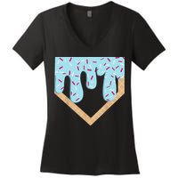 Baseball Ice Cream Dripping Drip Women's V-Neck T-Shirt
