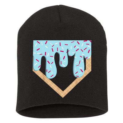 Baseball Ice Cream Dripping Drip Short Acrylic Beanie
