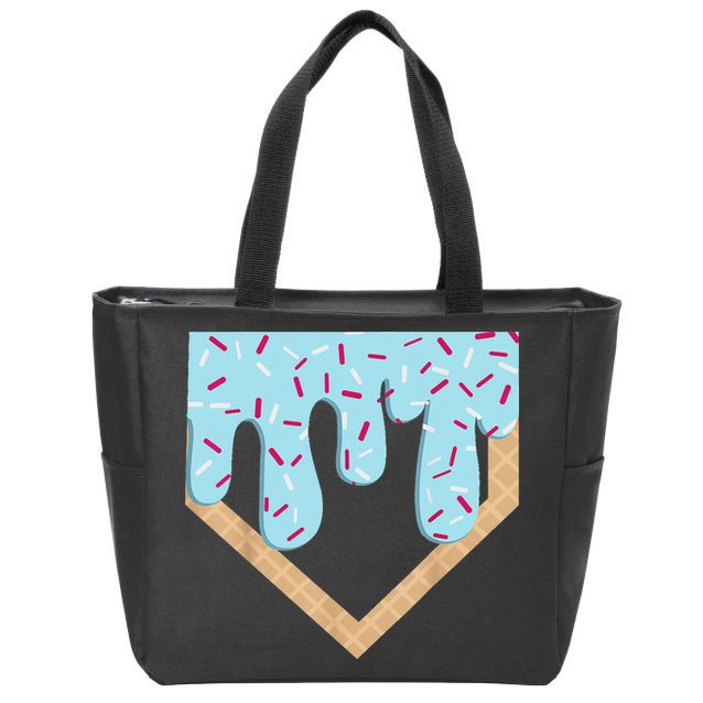 Baseball Ice Cream Dripping Drip Zip Tote Bag