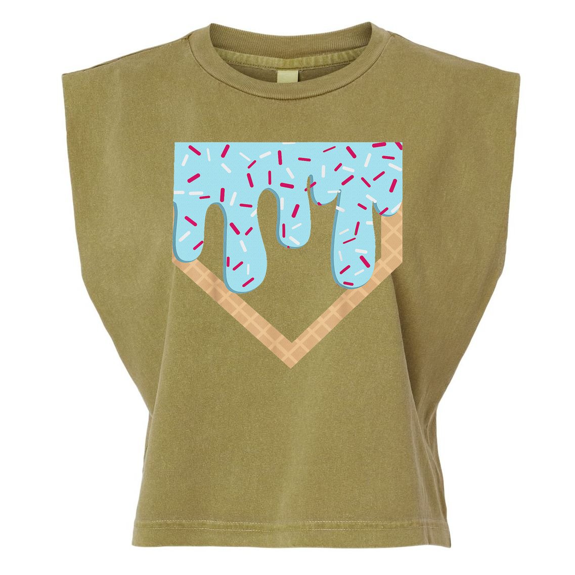 Baseball Ice Cream Dripping Drip Garment-Dyed Women's Muscle Tee