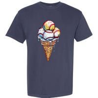 Baseball Ice Cream Watercolor Sports Lover Ice Cream Cone Garment-Dyed Heavyweight T-Shirt