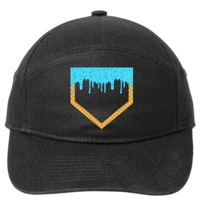 Baseball Ice Cream Dripping Baseball Home Plate Drip 7-Panel Snapback Hat